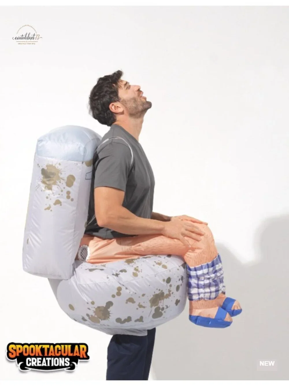 Inflatable Toilet Costume Funny Blow Up Adult Halloween Party Cosplay